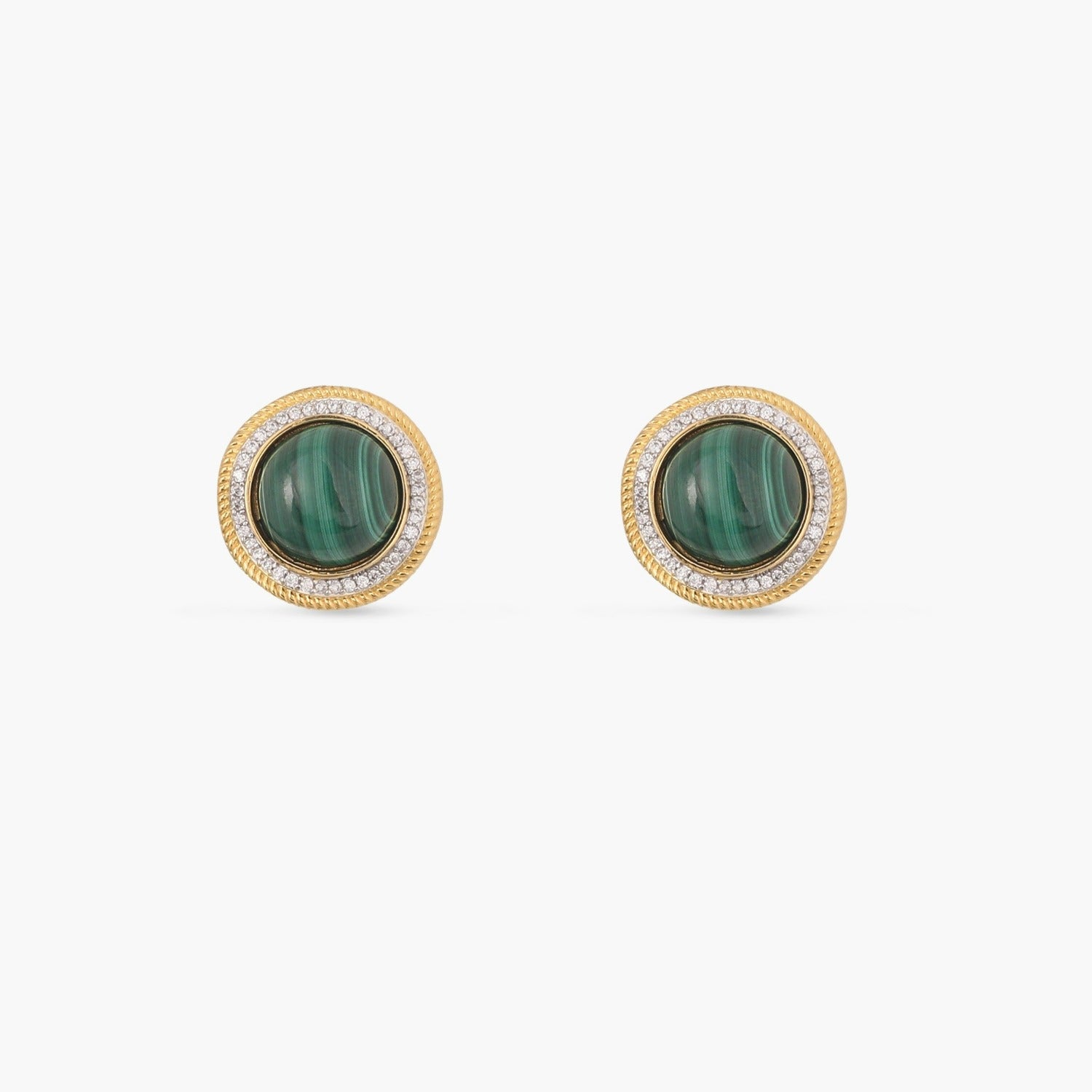 Malachite Wave Silver Stud Earrings