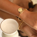 Bracelet Blue Zircon Sagittarius Zodiac Coin Gold Plated Silver Bracelet