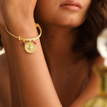Bracelet Ruby Cancer Zodiac Coin Gold Plated Silver Bracelet