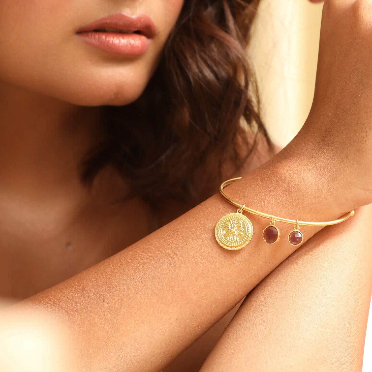 Amethyst Aquarius Zodiac Gold Plated Silver Bracelet