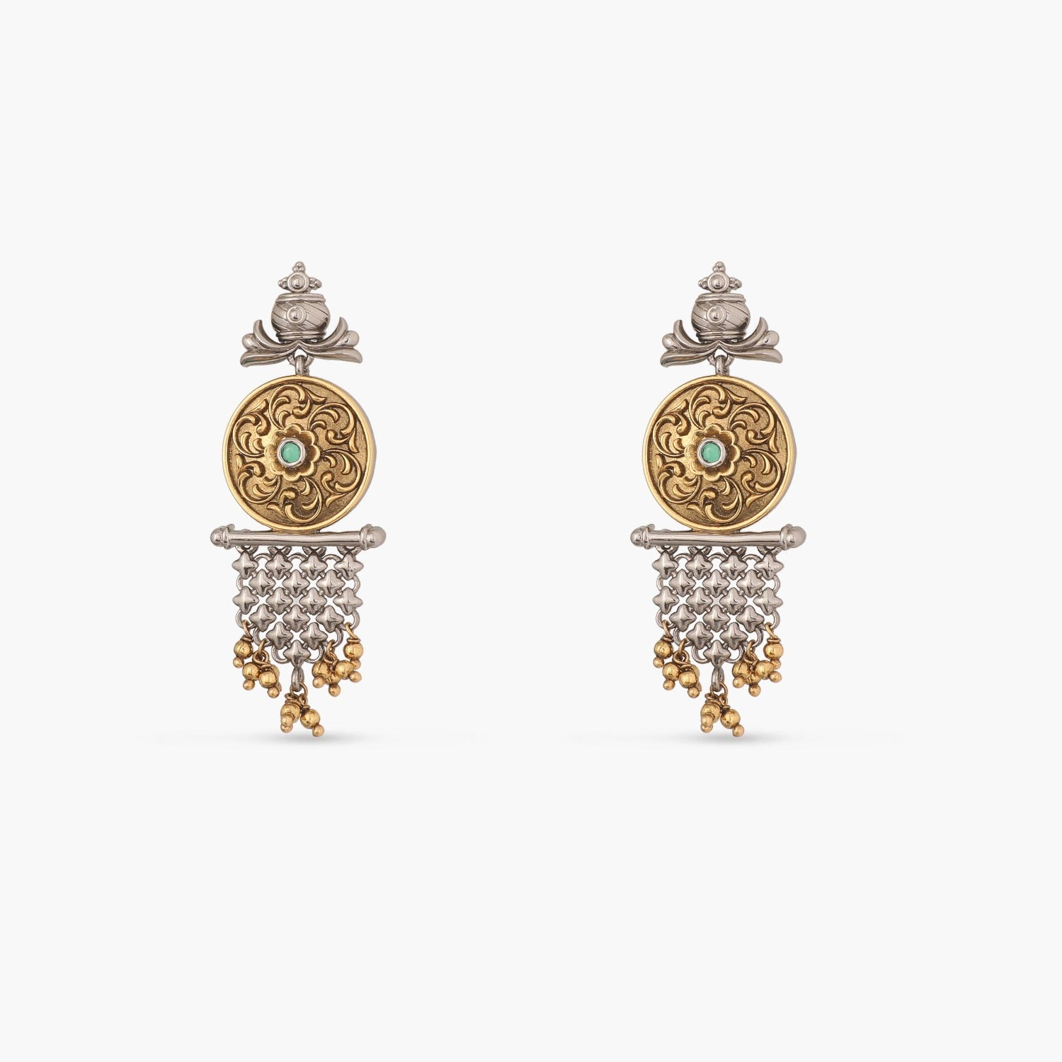 Shine Statement Oxidized Silver Drop Earrings