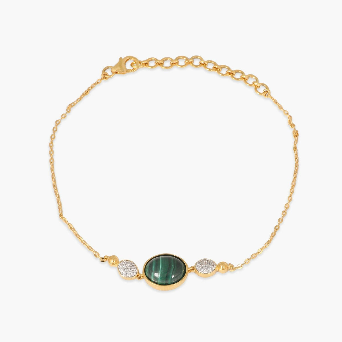 Bracelet Malachite Classic Silver Chain Bracelet