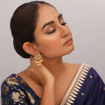 Earrings Swara Triangle Floral Silver Drop Earrings