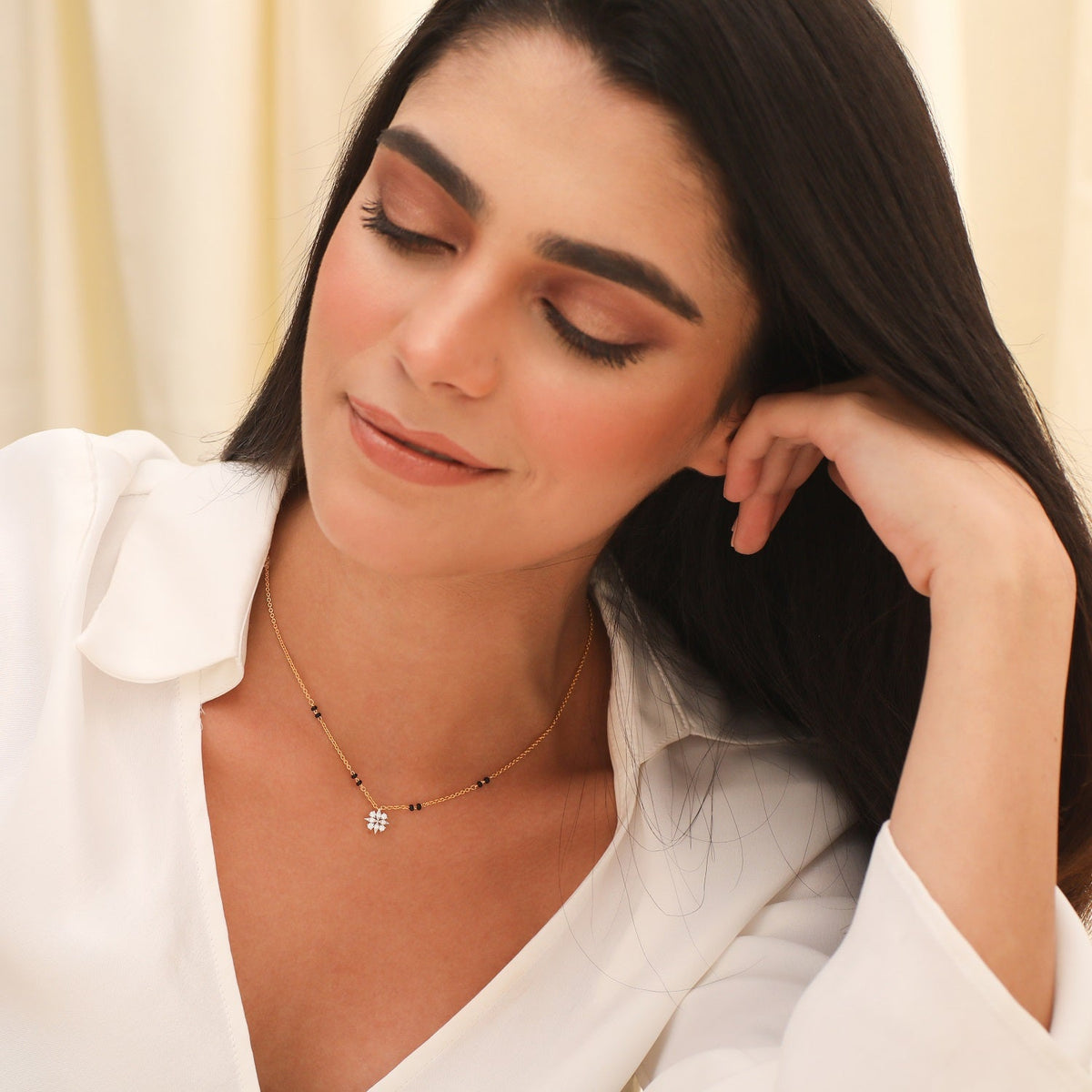 Necklaces Elegant Charm CZ Silver Mangalsutra