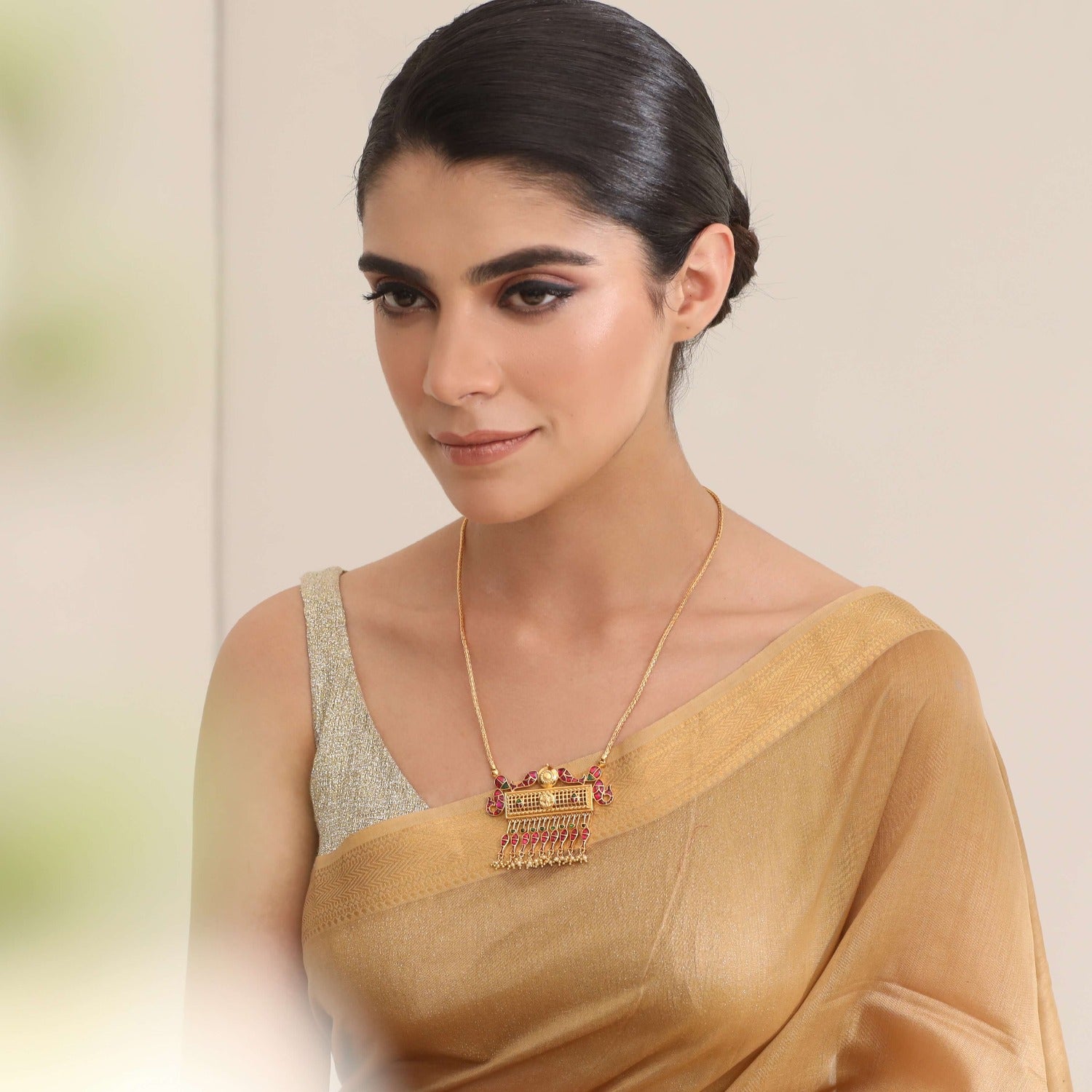 Necklaces Matsya Long Silver Chain Pendant