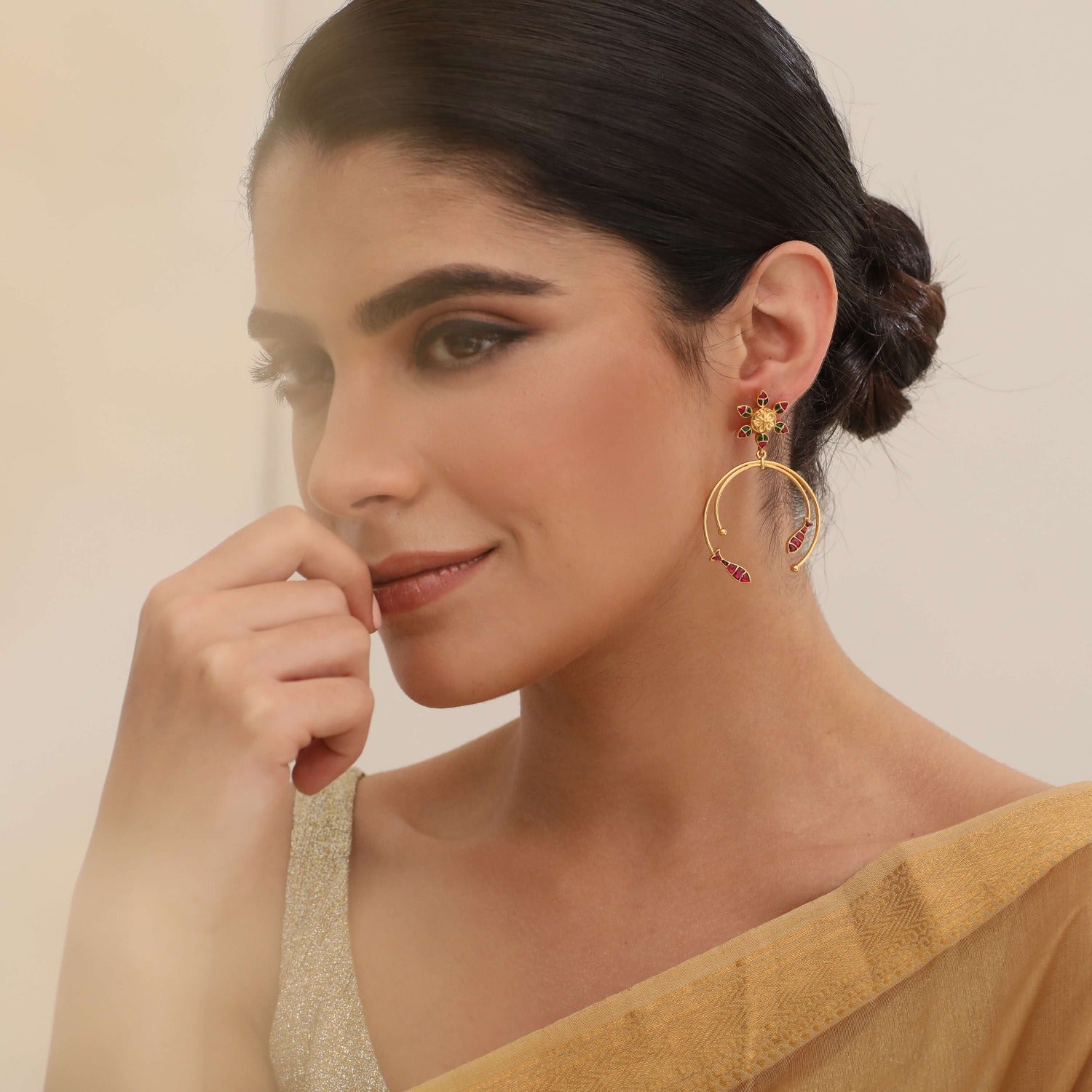 Earrings Matsya Floral Dangle Silver Earrings