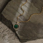 Malachite Statement Round Charm Silver Necklace