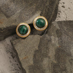 Malachite Wave Silver Stud Earrings