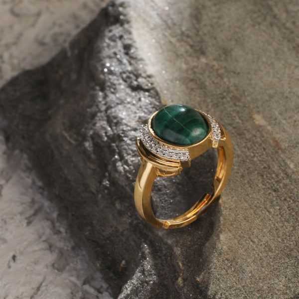Malachite Simple Silver Finger Ring