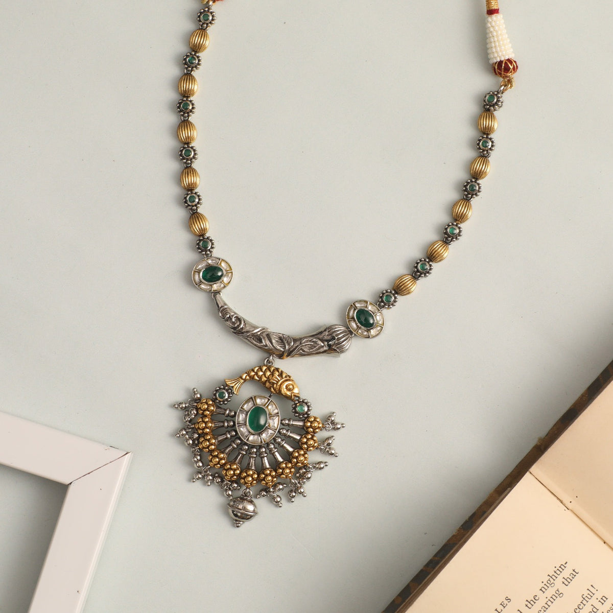 Sparkle Statement Oxidized Silver Necklace