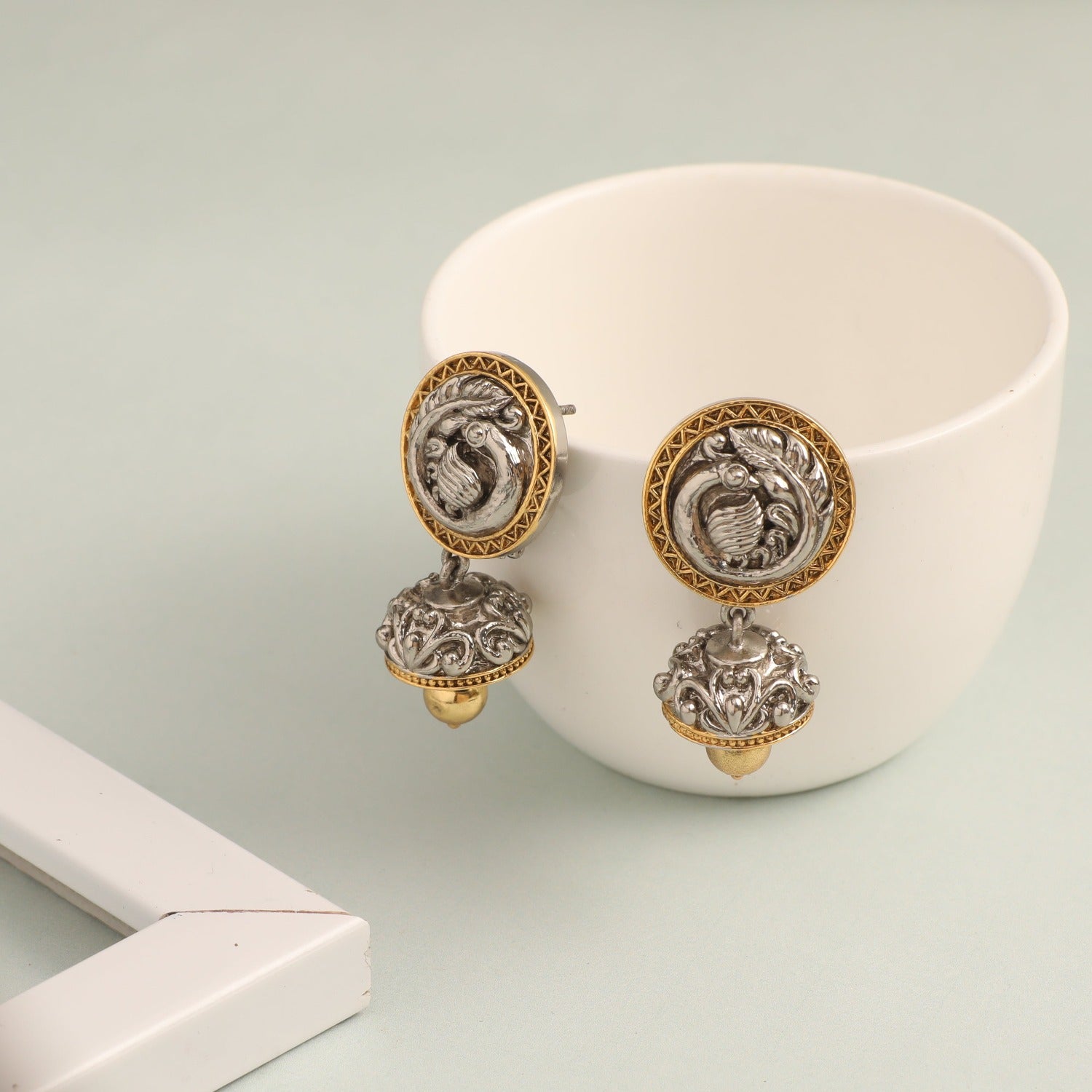 Earrings Nature Oxidized Silver Jhumki Earrings