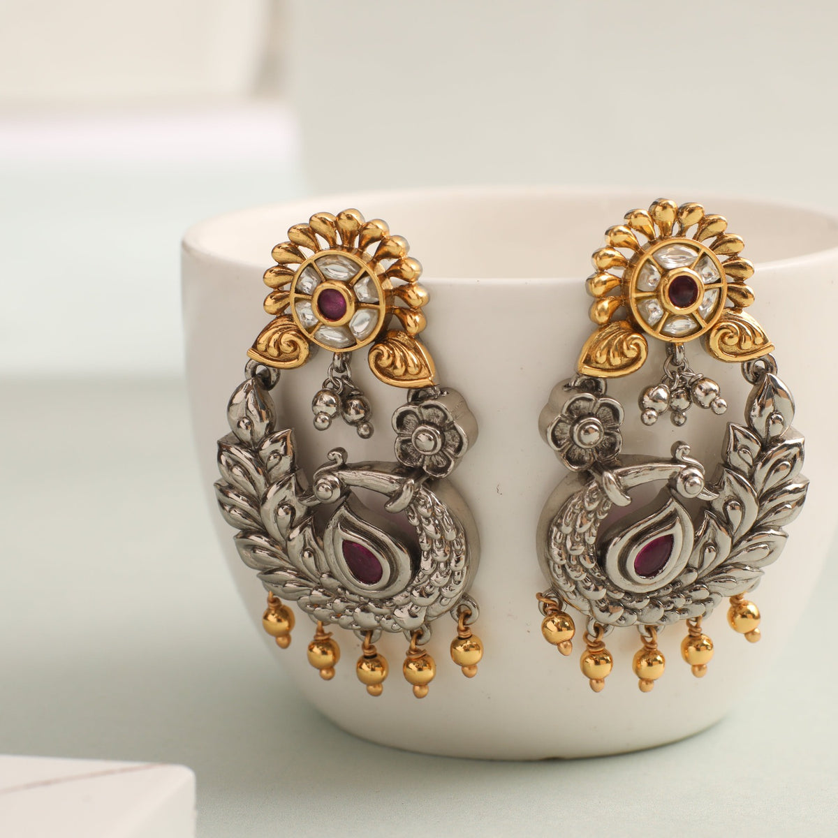 Elegance Oxidized Silver Drop Earrings