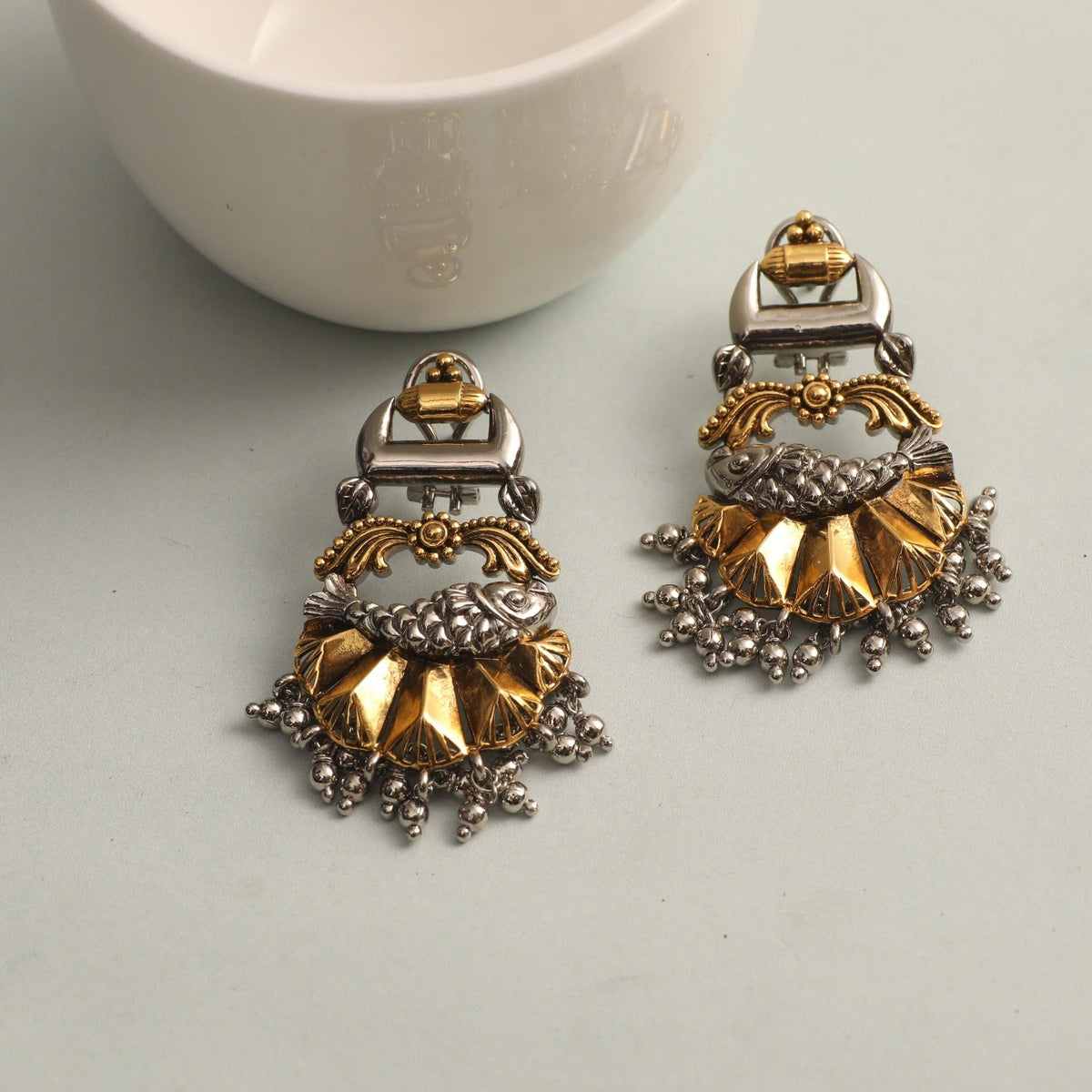 Earrings Sparkle Statement Oxidized Silver Drop Earrings