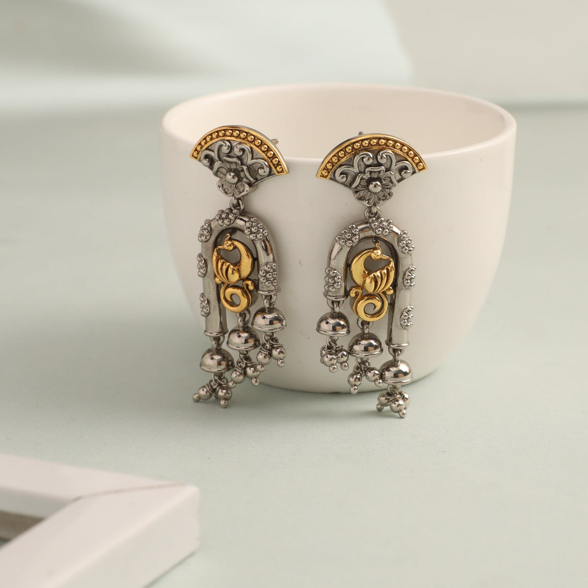 Glow Oxidized Silver Jhumki Earrings