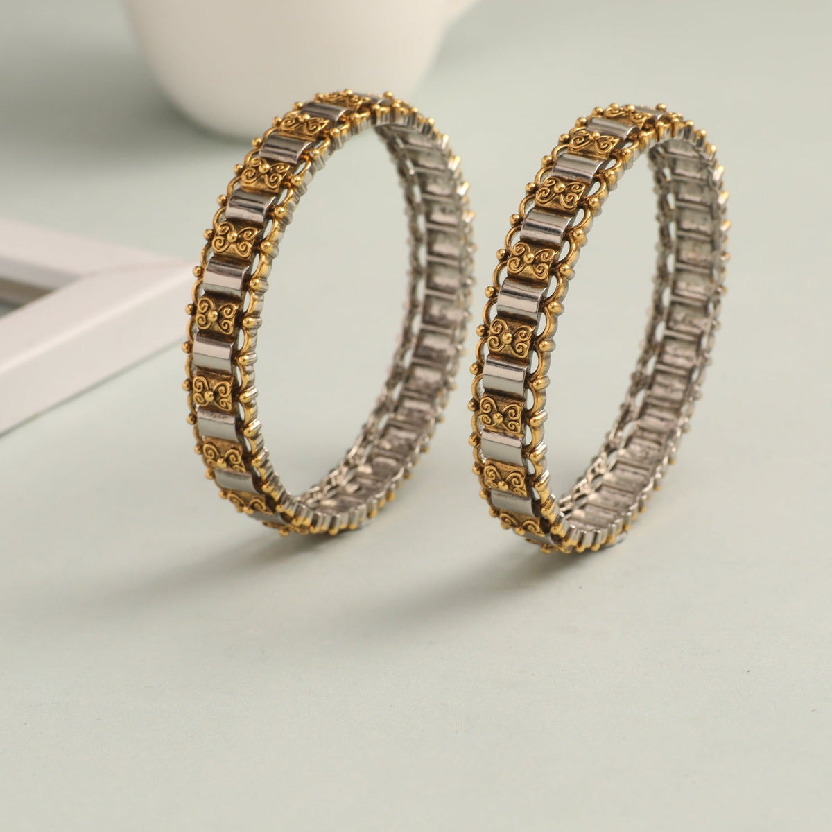 Bangles Geometric Oxidized Silver Bangles