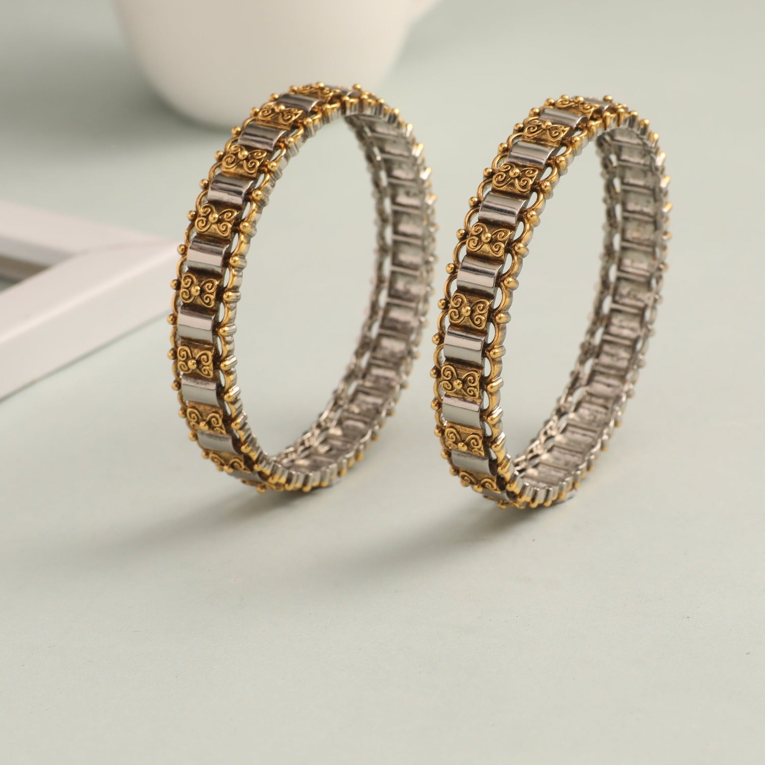 Bangles Geometric Oxidized Silver Bangles