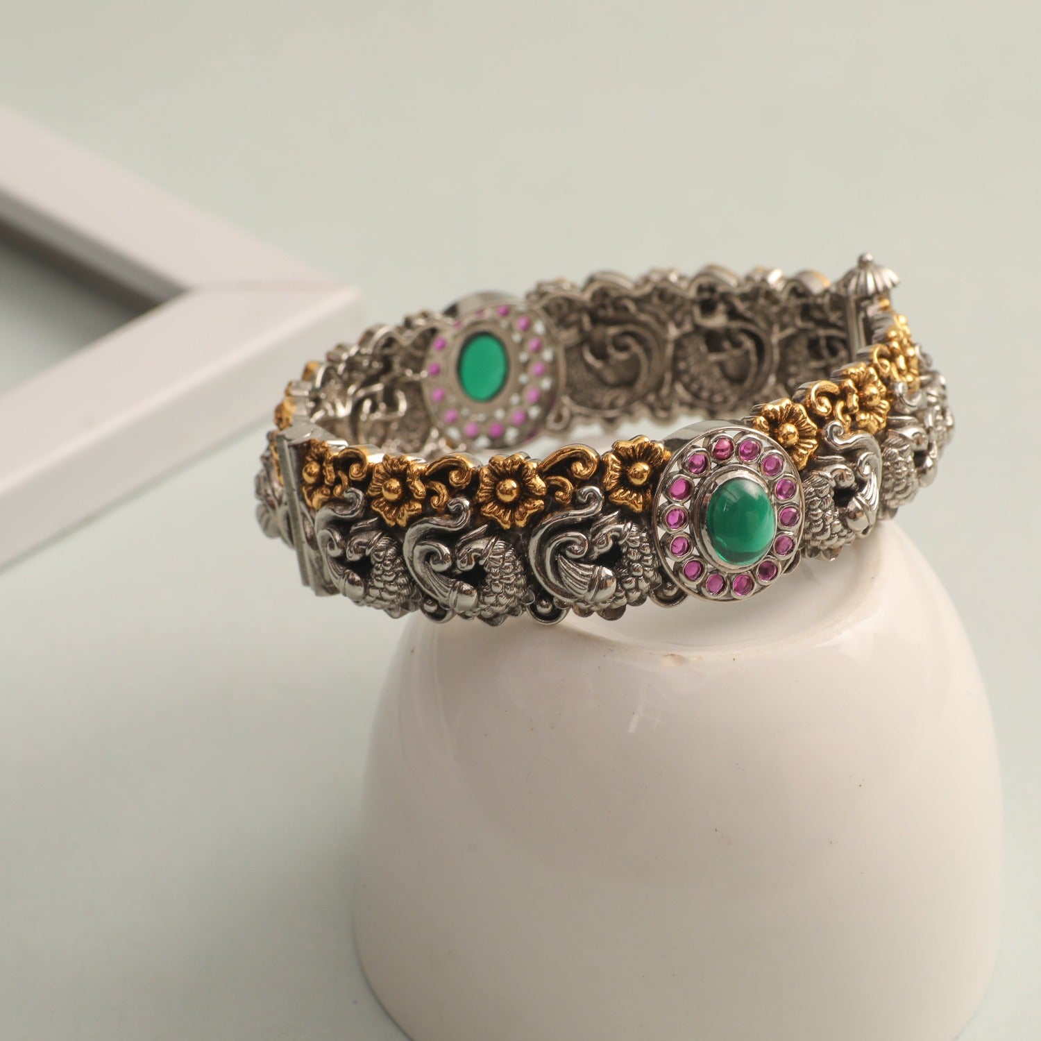 925 Silver Emerald Swarovski Bracelet | Amrrutam