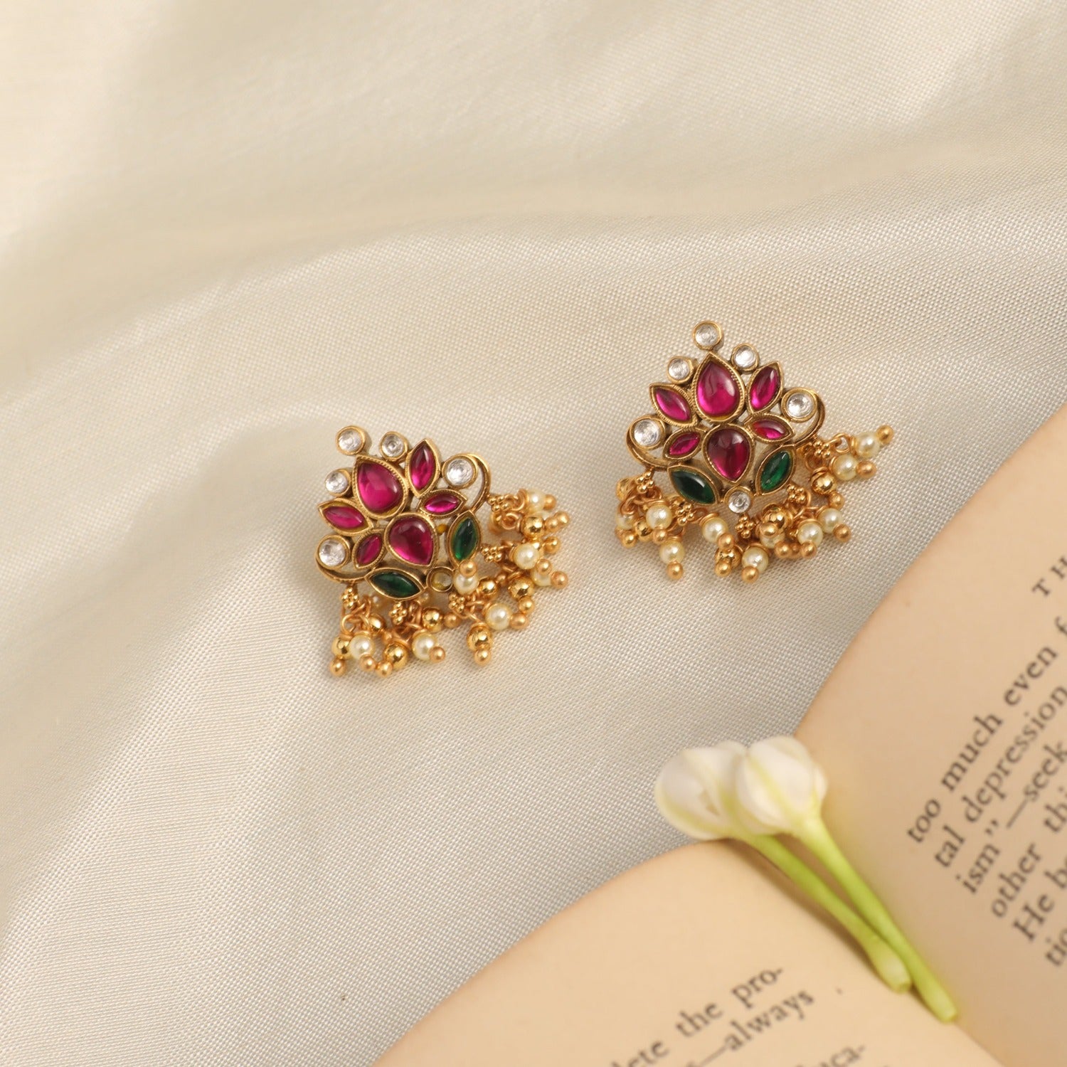 Earrings Padmika Kempu Jadau Silver Earrings