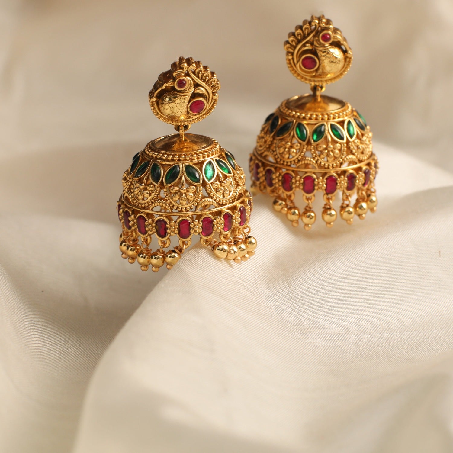 Earrings Mohona Kempu Jadau Silver Jhumki