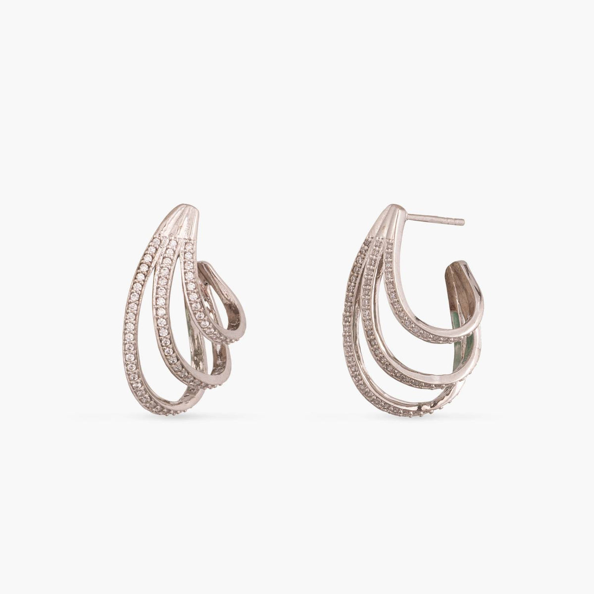 Classic CZ Delicate Silver Huggie Hoop  Earrings