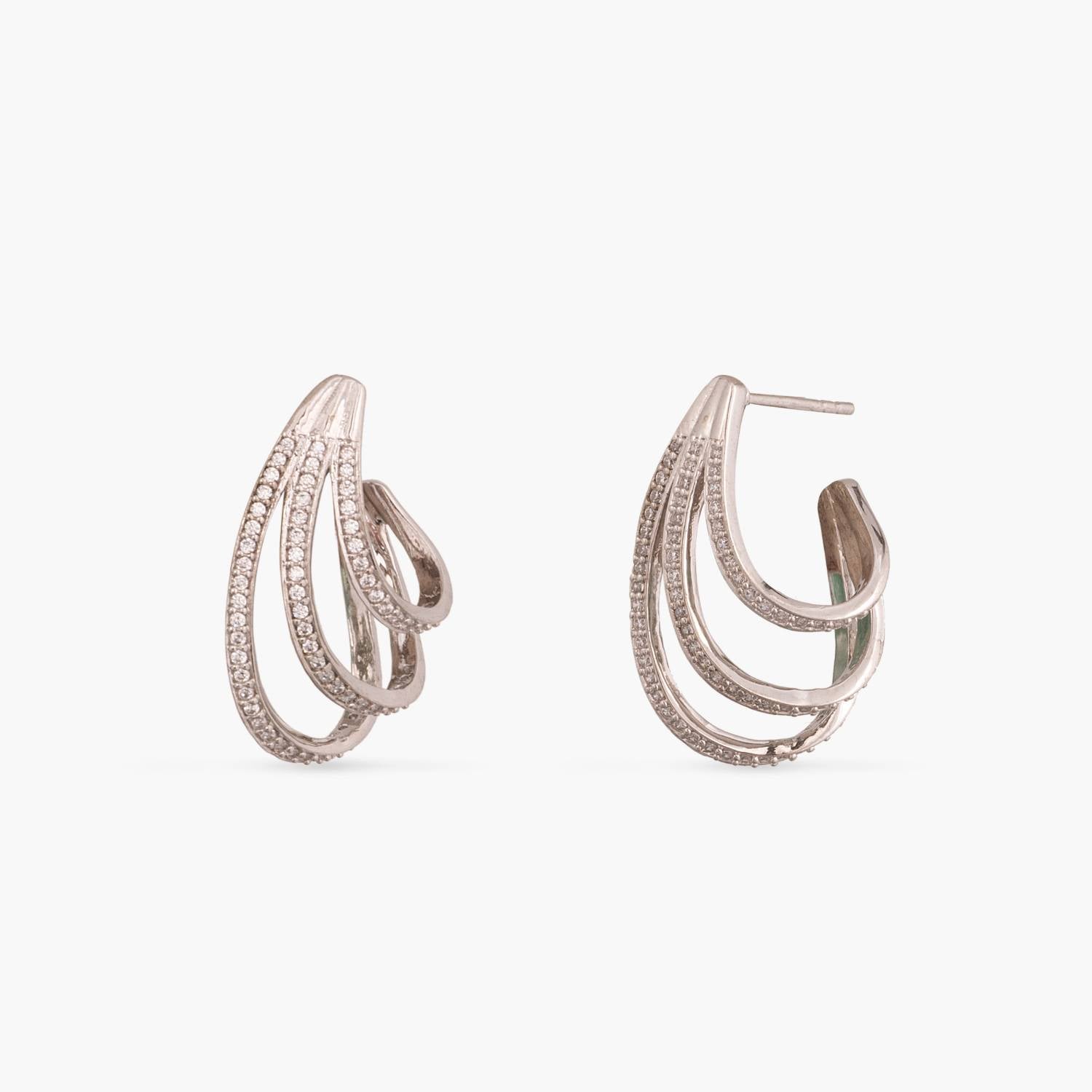 Classic CZ Delicate Silver Huggie Hoop  Earrings