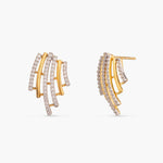 Earrings Flare CZ Delicate Statement Silver Stud Earrings