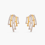 Earrings Flare CZ Delicate Statement Silver Stud Earrings