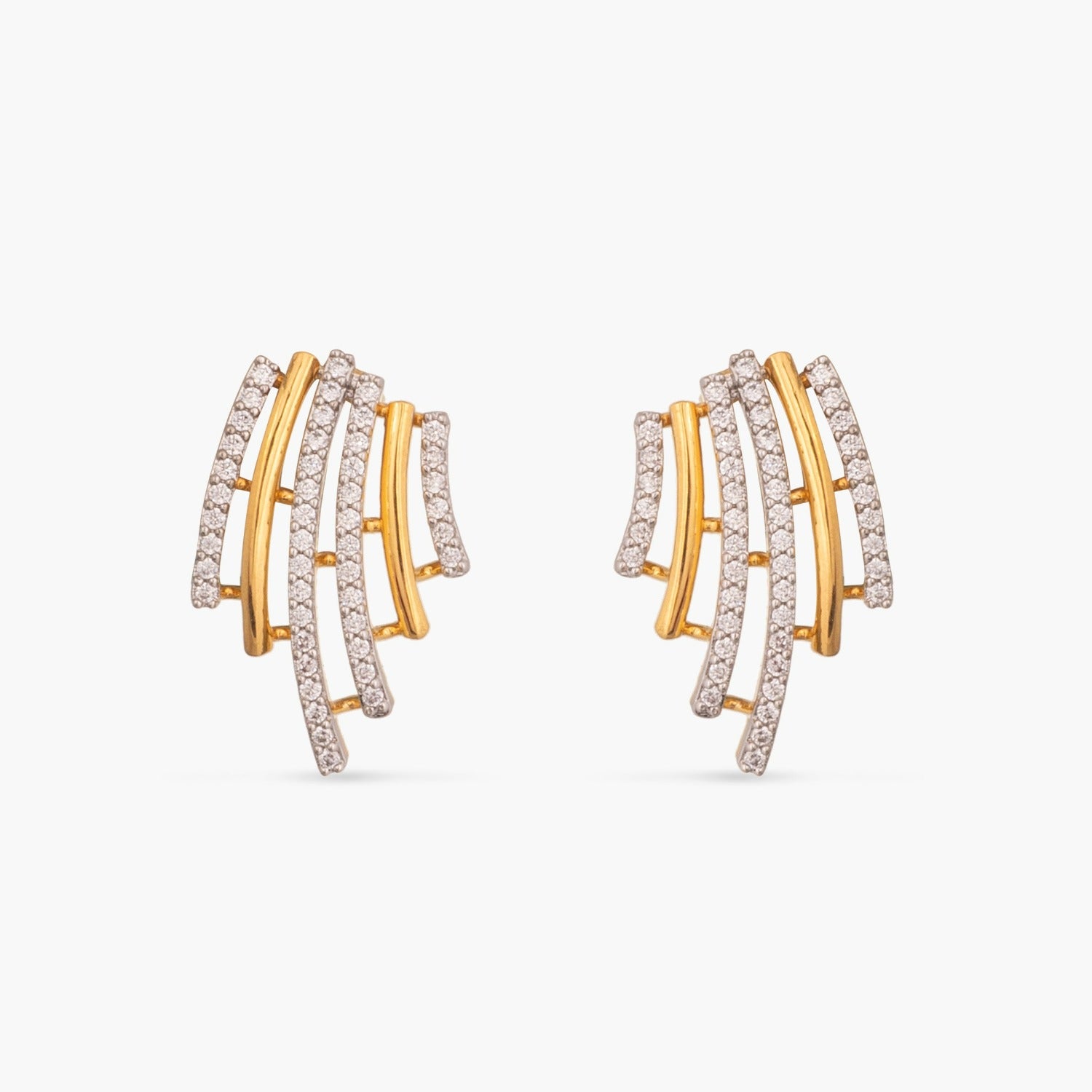 Earrings Flare CZ Delicate Statement Silver Stud Earrings