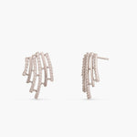 Earrings Flare CZ Delicate Statement Silver Stud Earrings