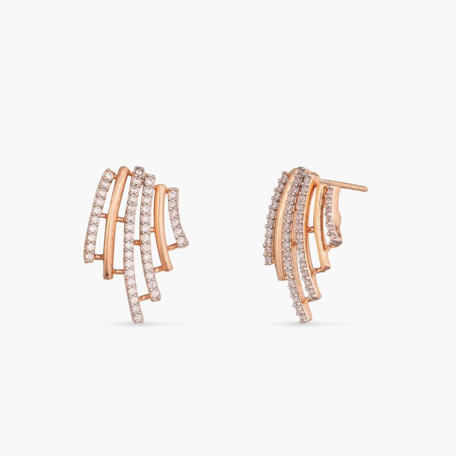 Earrings Flare CZ Delicate Statement Silver Stud Earrings