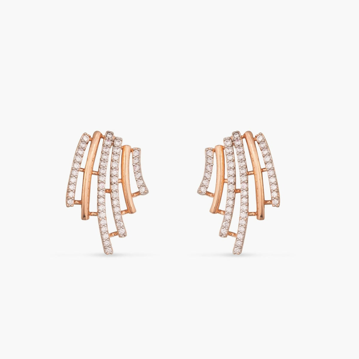 Earrings Flare CZ Delicate Statement Silver Stud Earrings