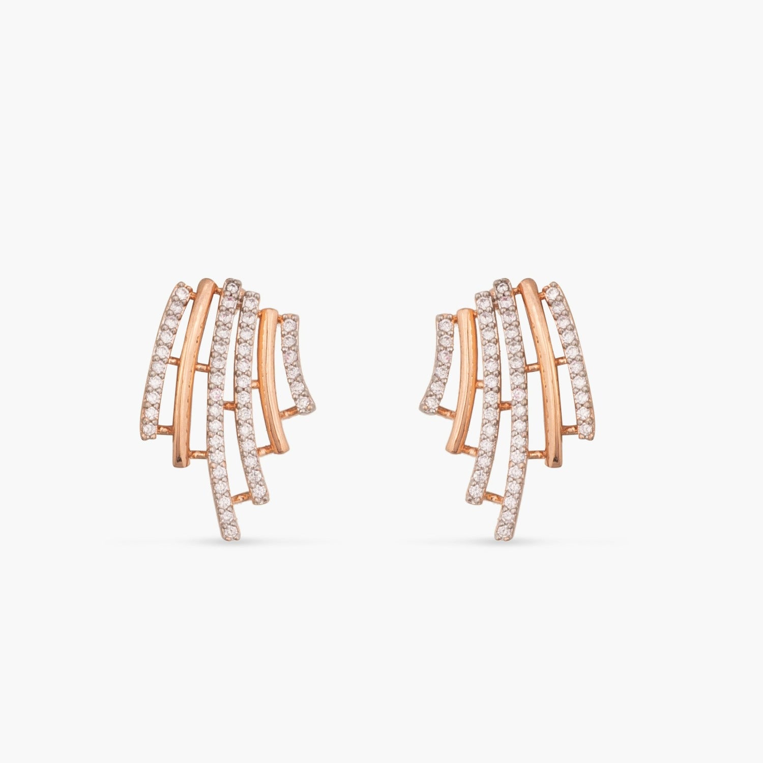 Earrings Flare CZ Delicate Statement Silver Stud Earrings