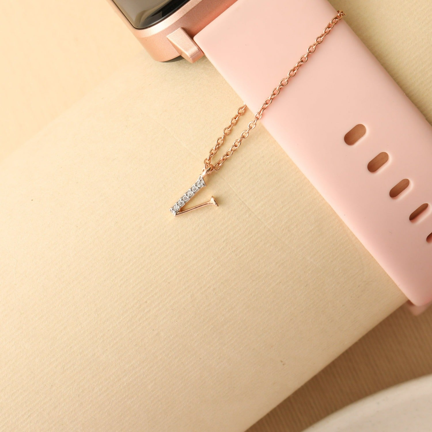 Alphabet CZ Rose Gold Plated Silver Watch Charm