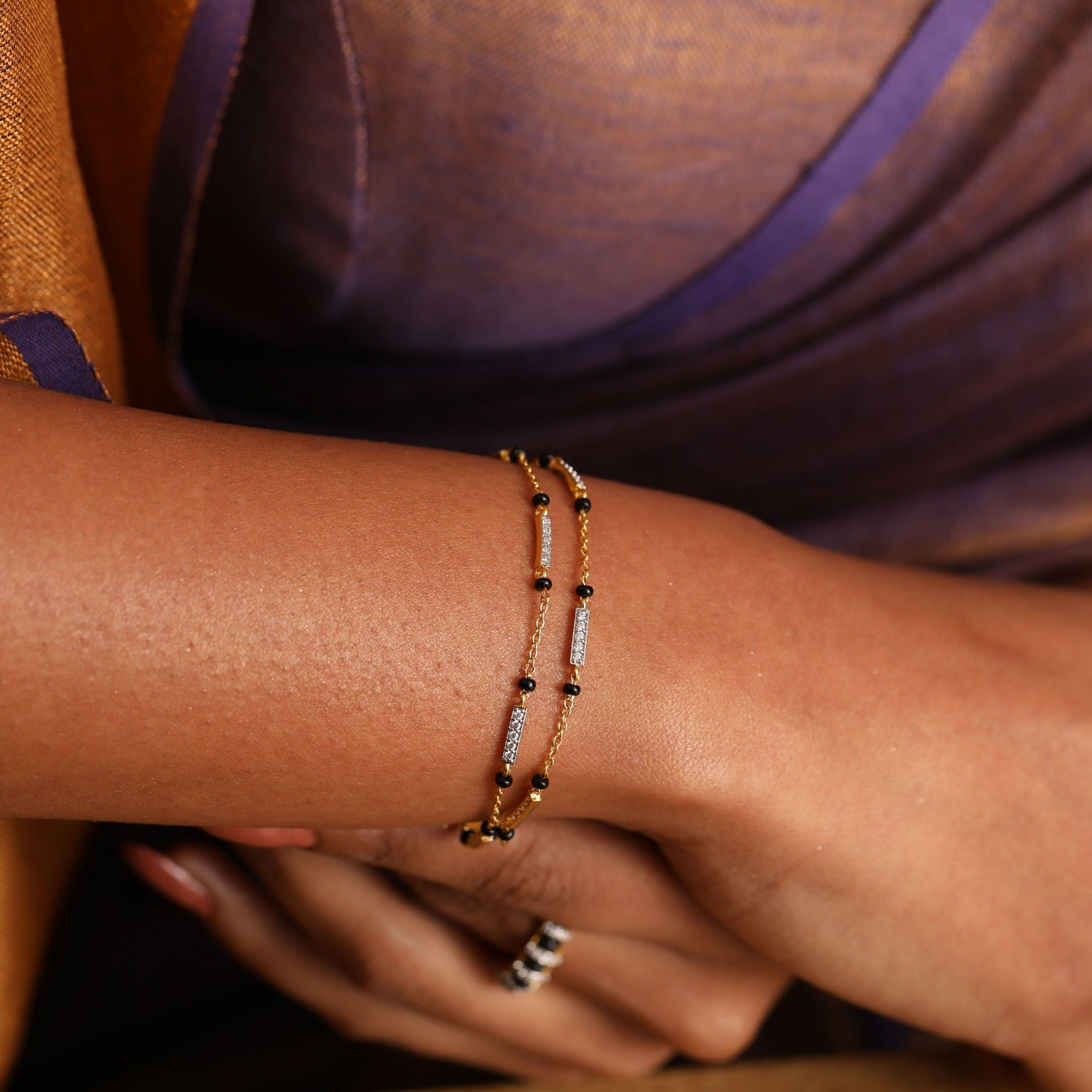 Mangalsutra beaded Khanda bracelet – Matree by Neha Wahi