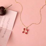 Necklaces Heart CZ Charms Square Silver Necklace