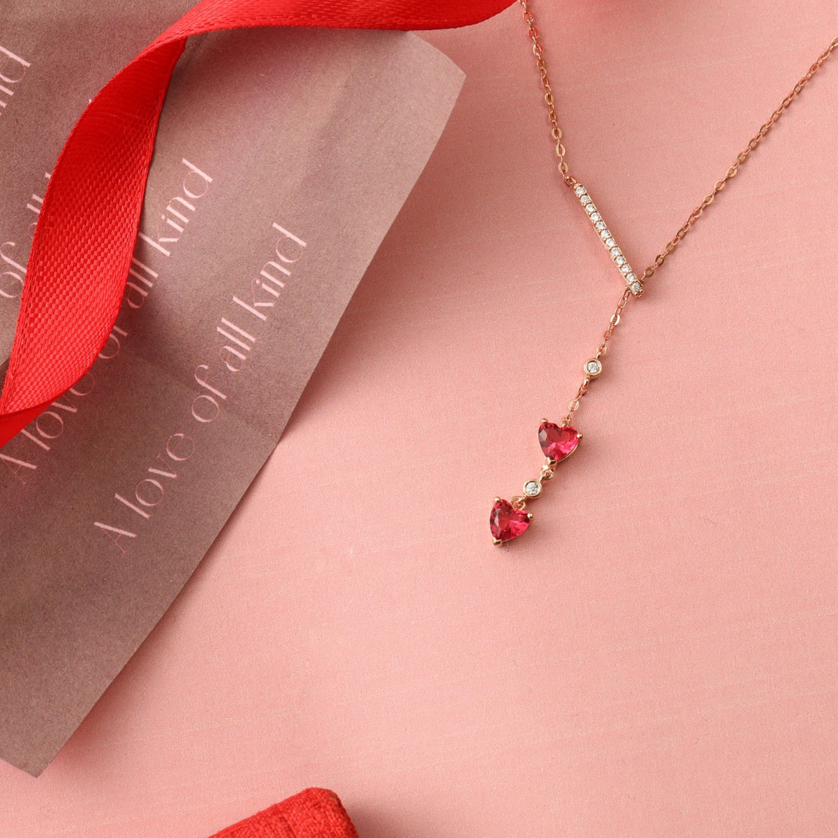 Necklaces Heart CZ Charms Drop Silver Necklace