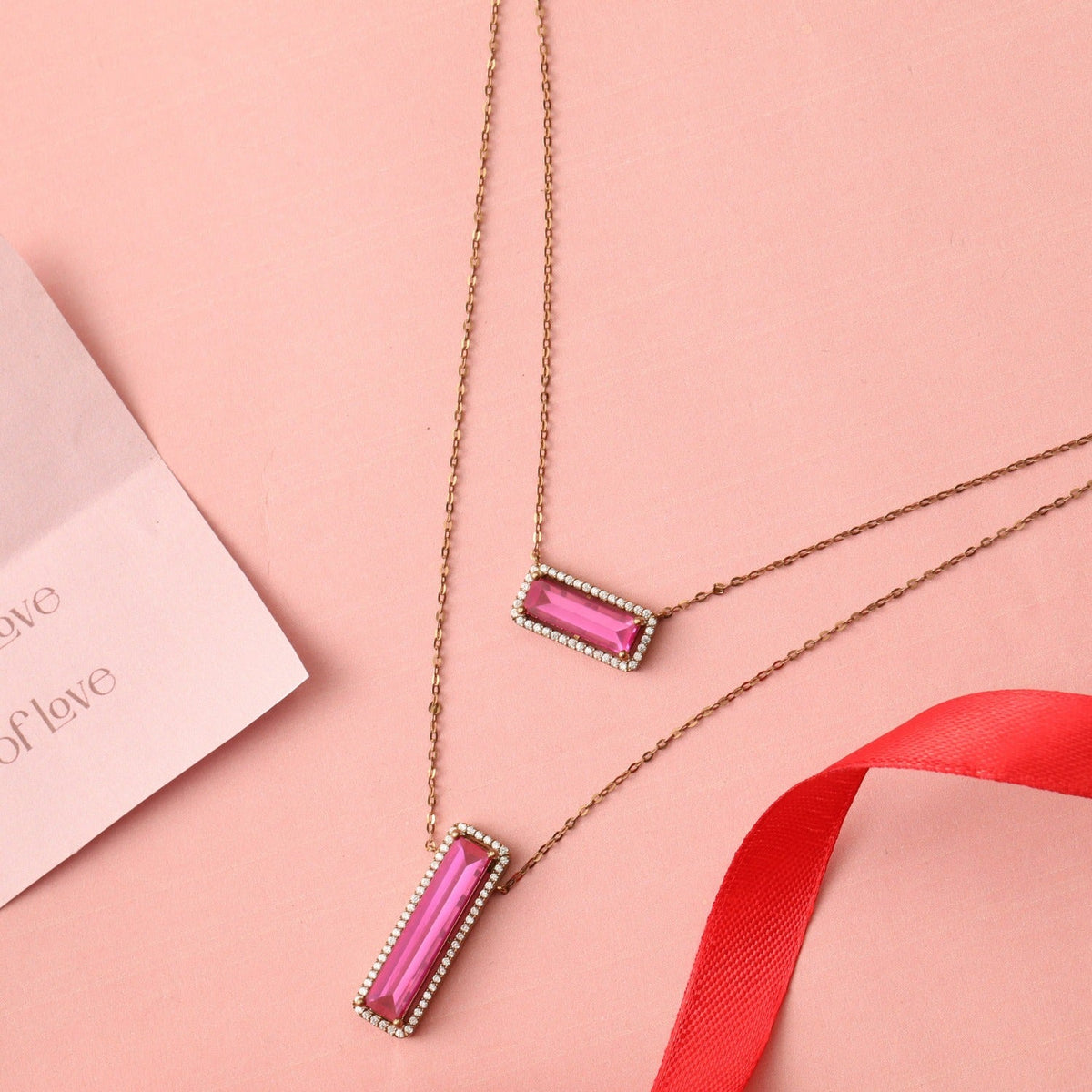 Necklaces By Your Side CZ Two Layer Vertical & Horizontal Charm Silver Necklace