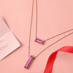 Necklaces By Your Side CZ Two Layer Vertical & Horizontal Charm Silver Necklace