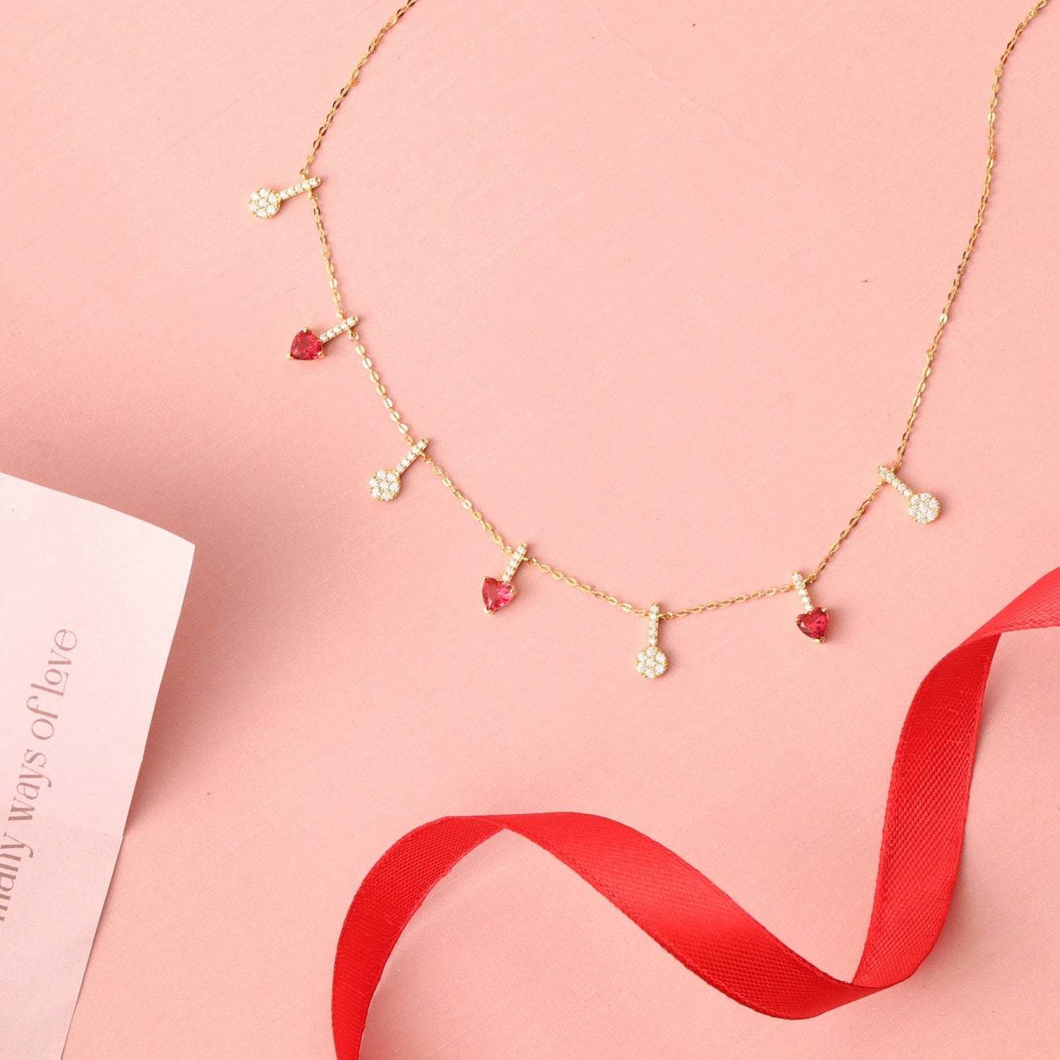 Heart CZ Charms Silver Necklace