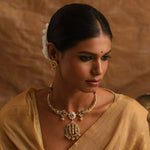 Necklaces Ramparivar Nakshi Antique Silver Hasli Necklace Set