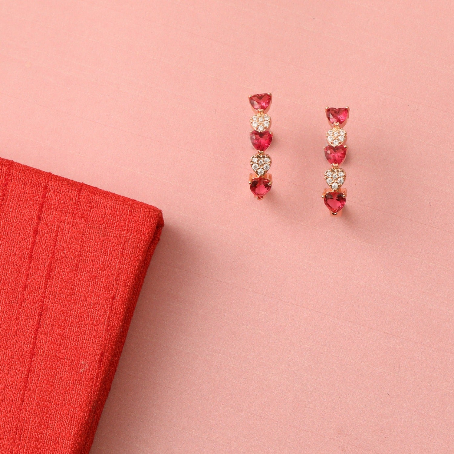 Heart CZ Silver Hoop Earrings