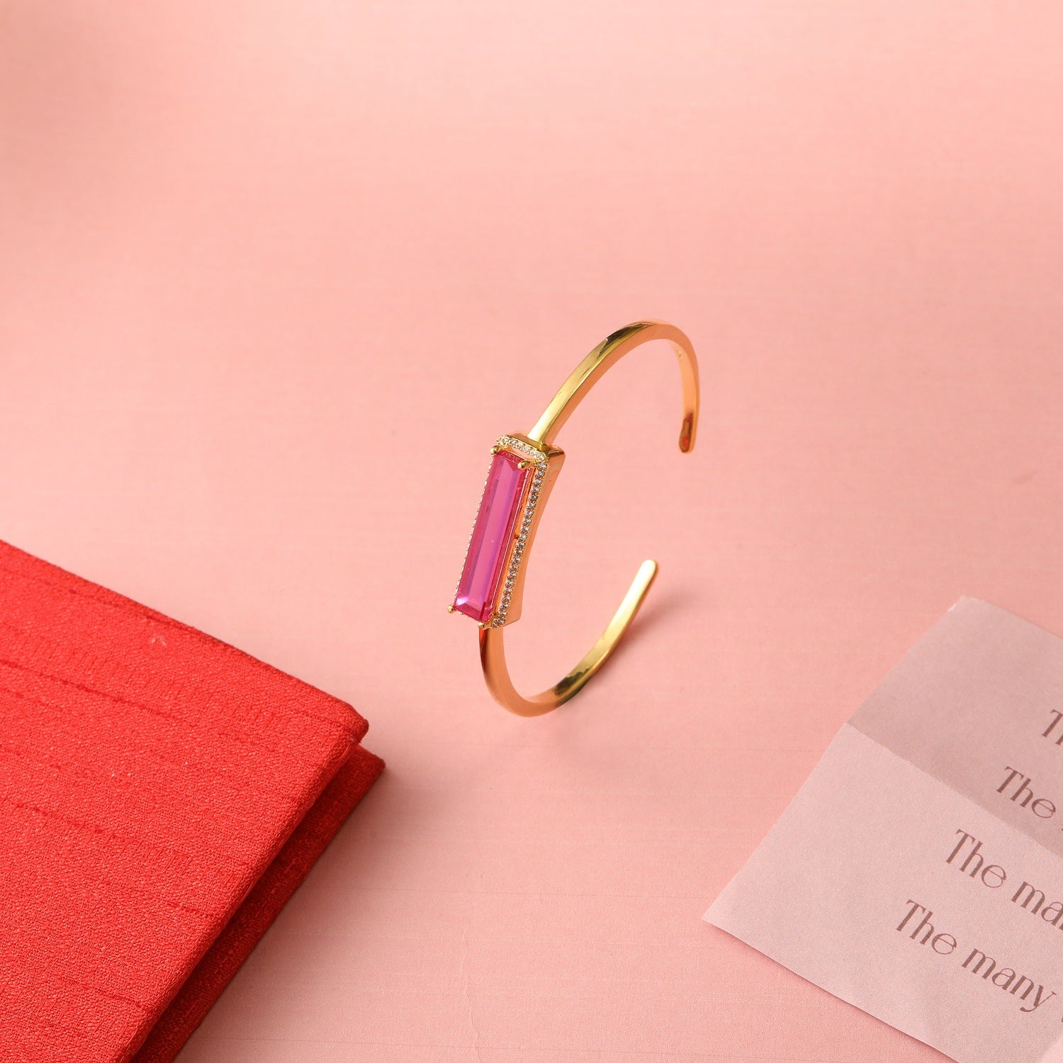 By Your Side CZ Charm Silver Cuff Bracelet