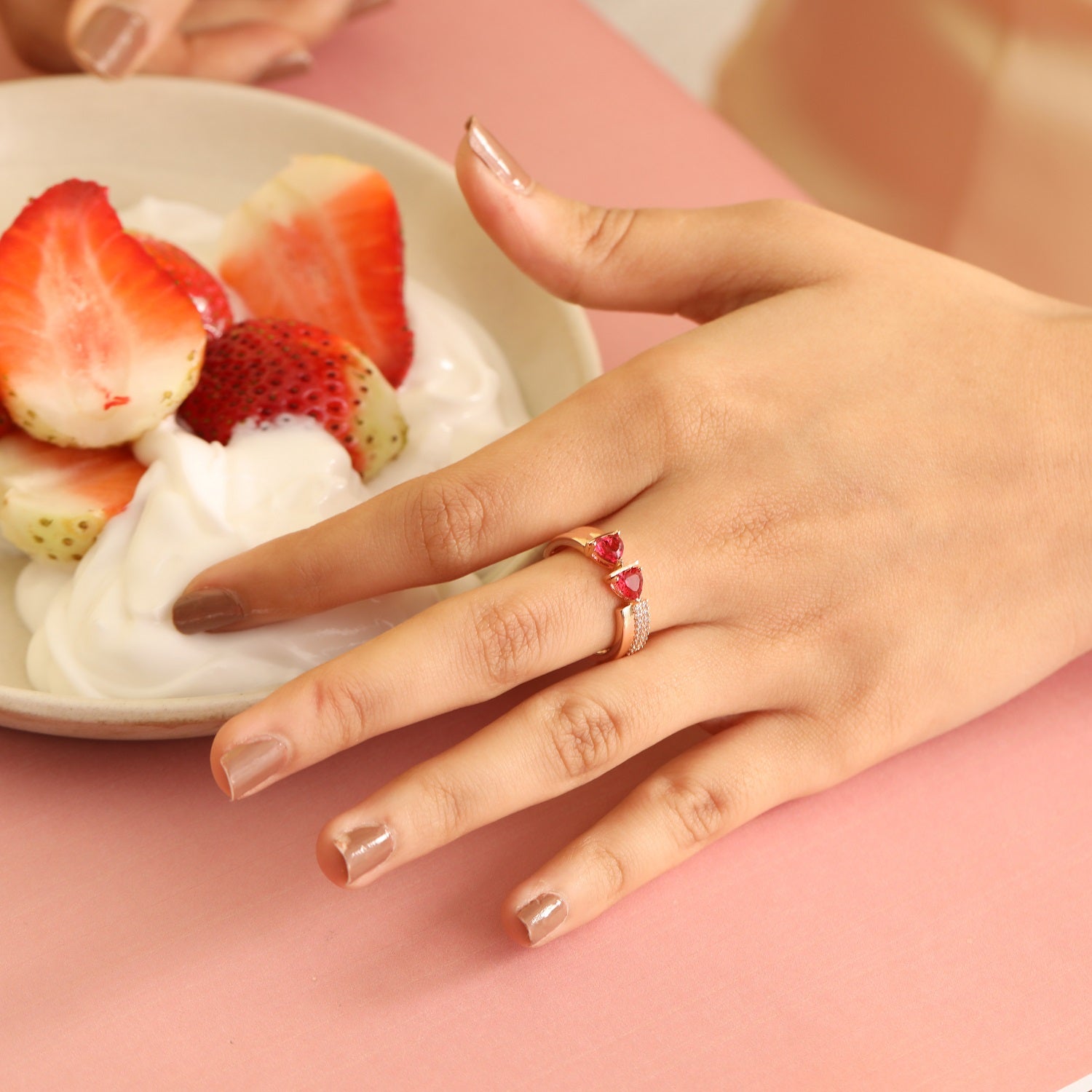 Heart CZ Silver Band Ring