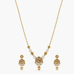 Necklaces Mayoorika Nakshi Moissanite Silver Necklace Set