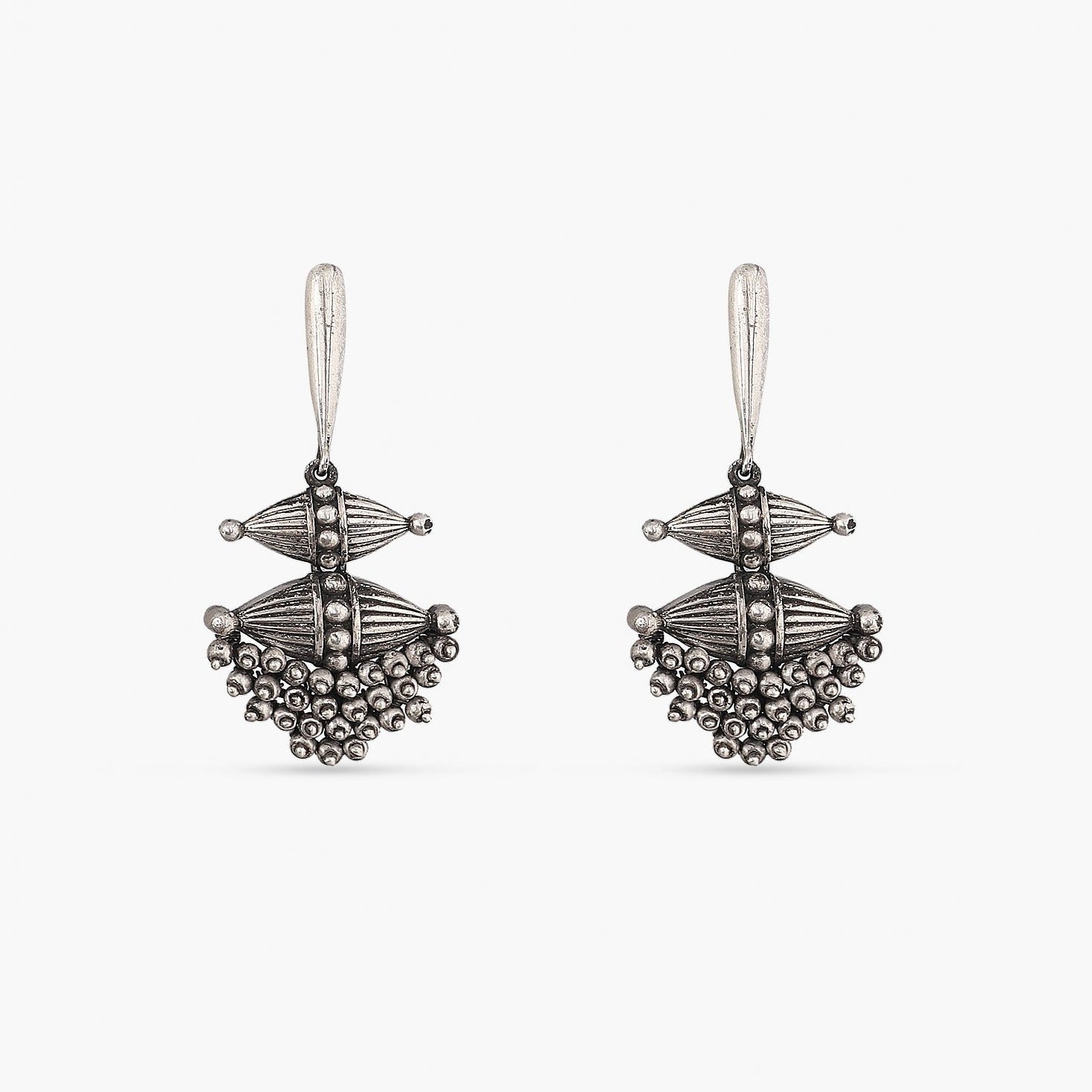 Enya Tribal Silver Drop Earrings