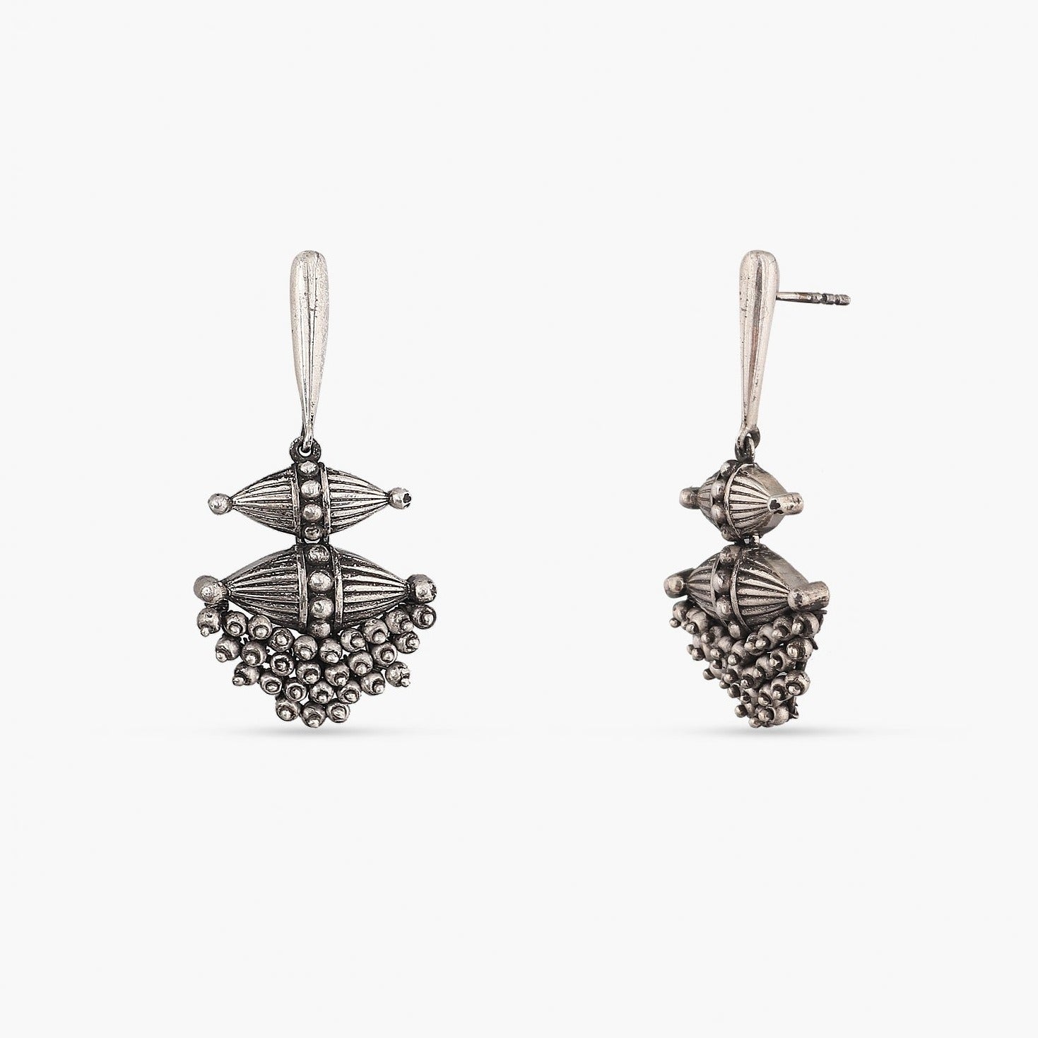 Enya Tribal Silver Drop Earrings