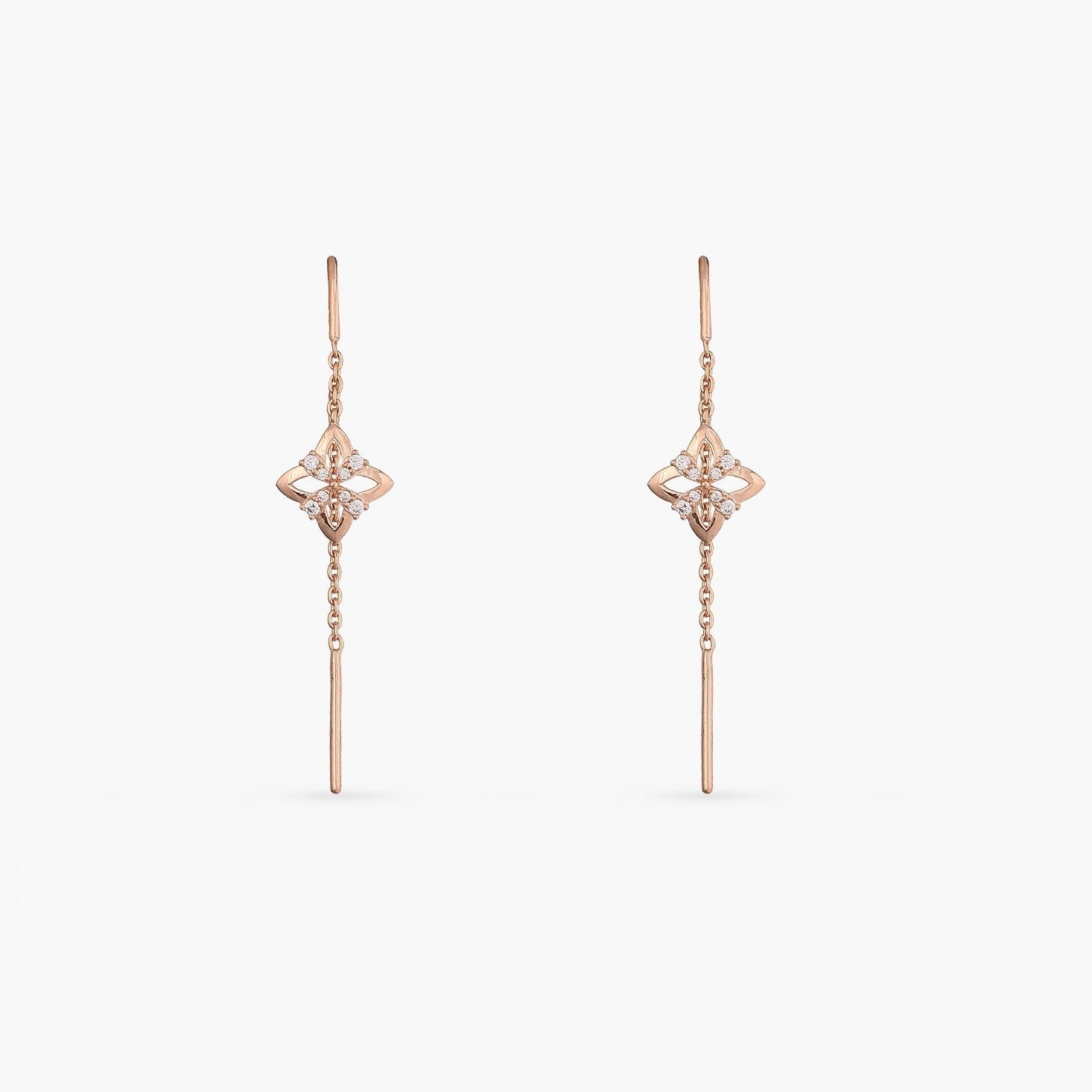 Ivy CZ Silver Chain Earrings