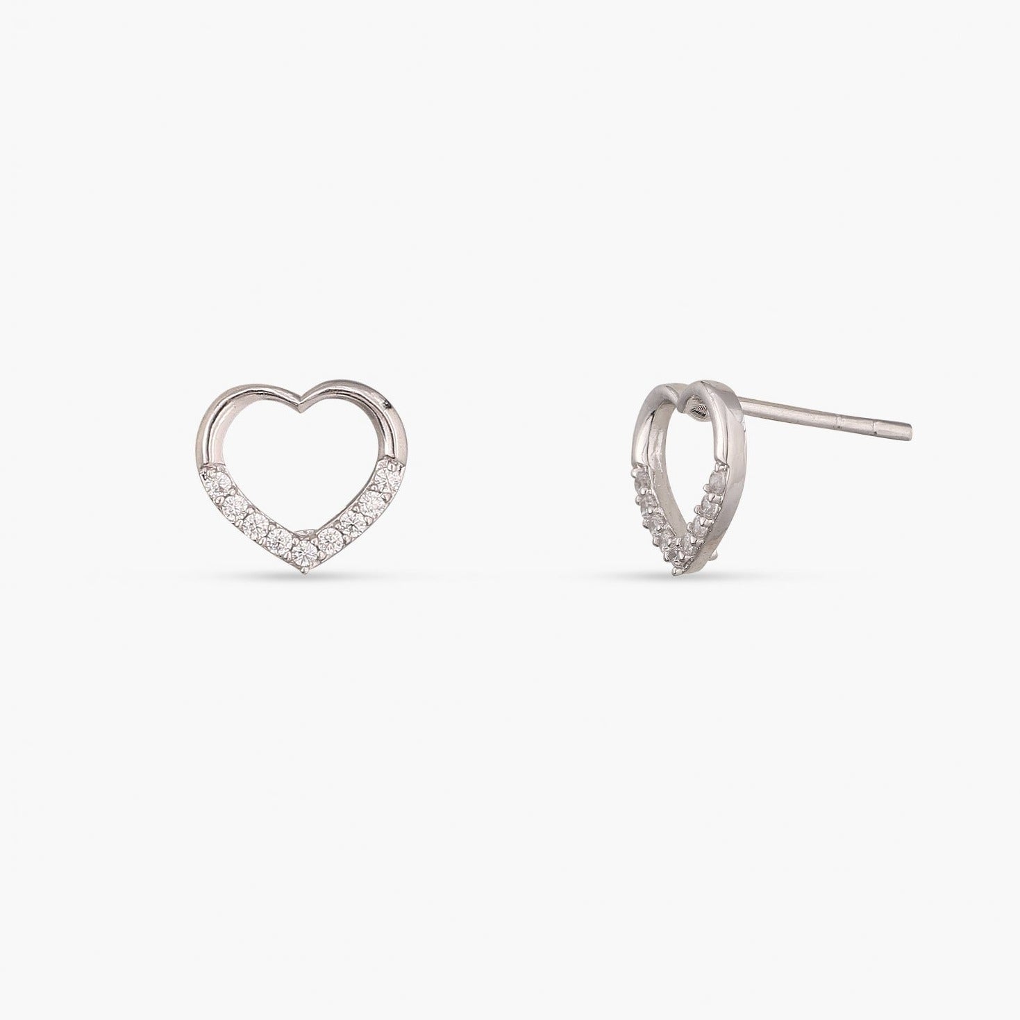  Heart Silver CZ Studs