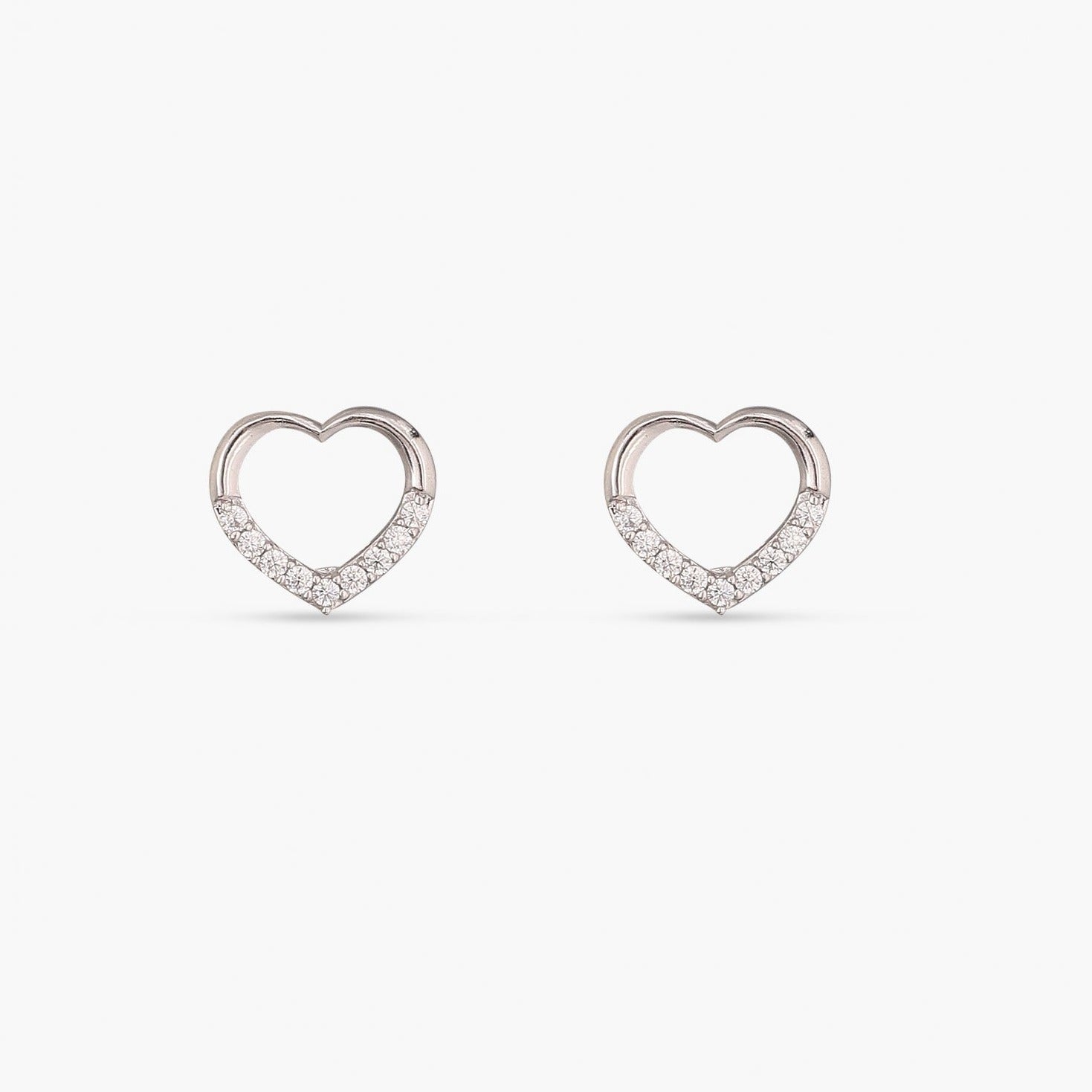  Heart Silver CZ Studs