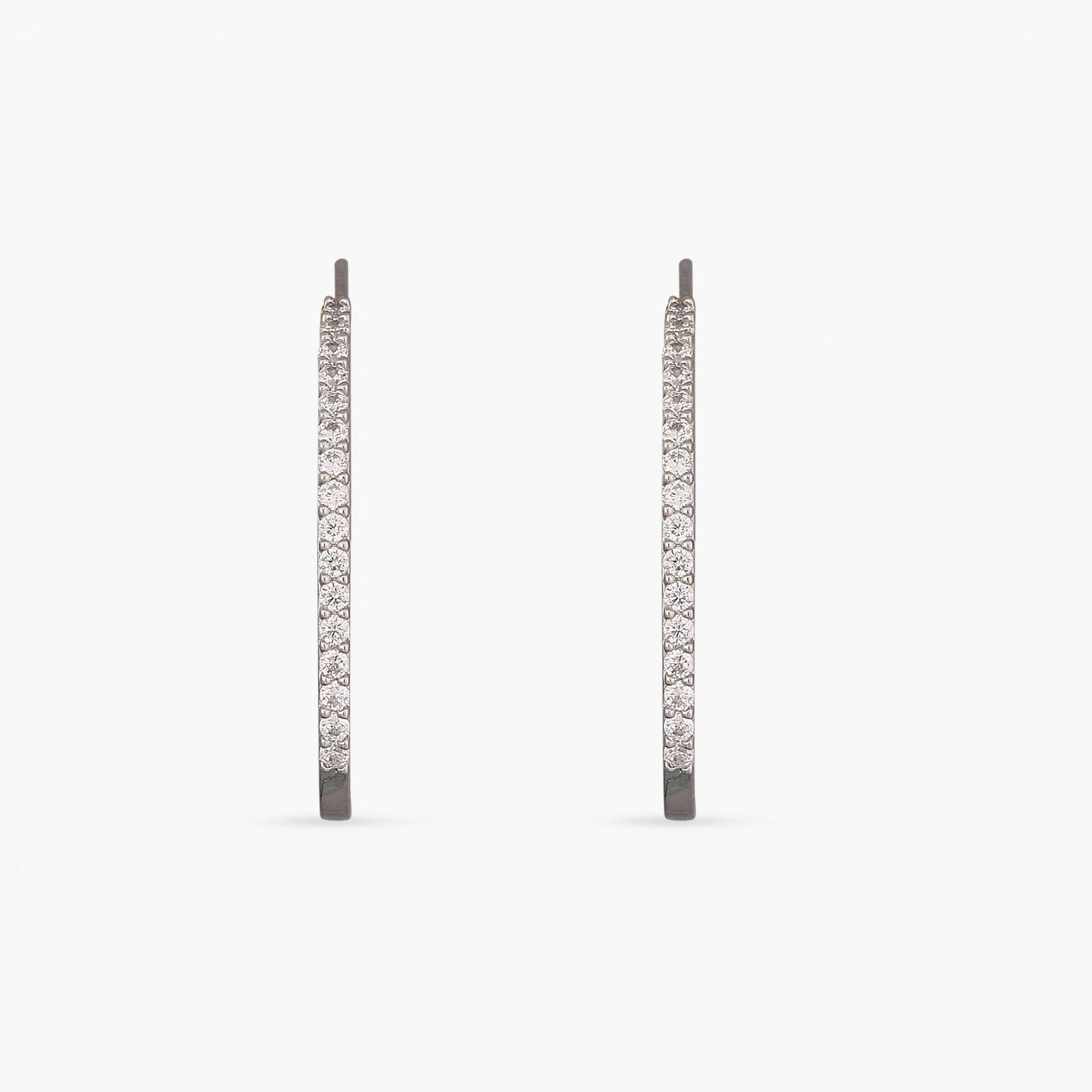 Earrings Classic Single Pave Silver Hoop Earrings